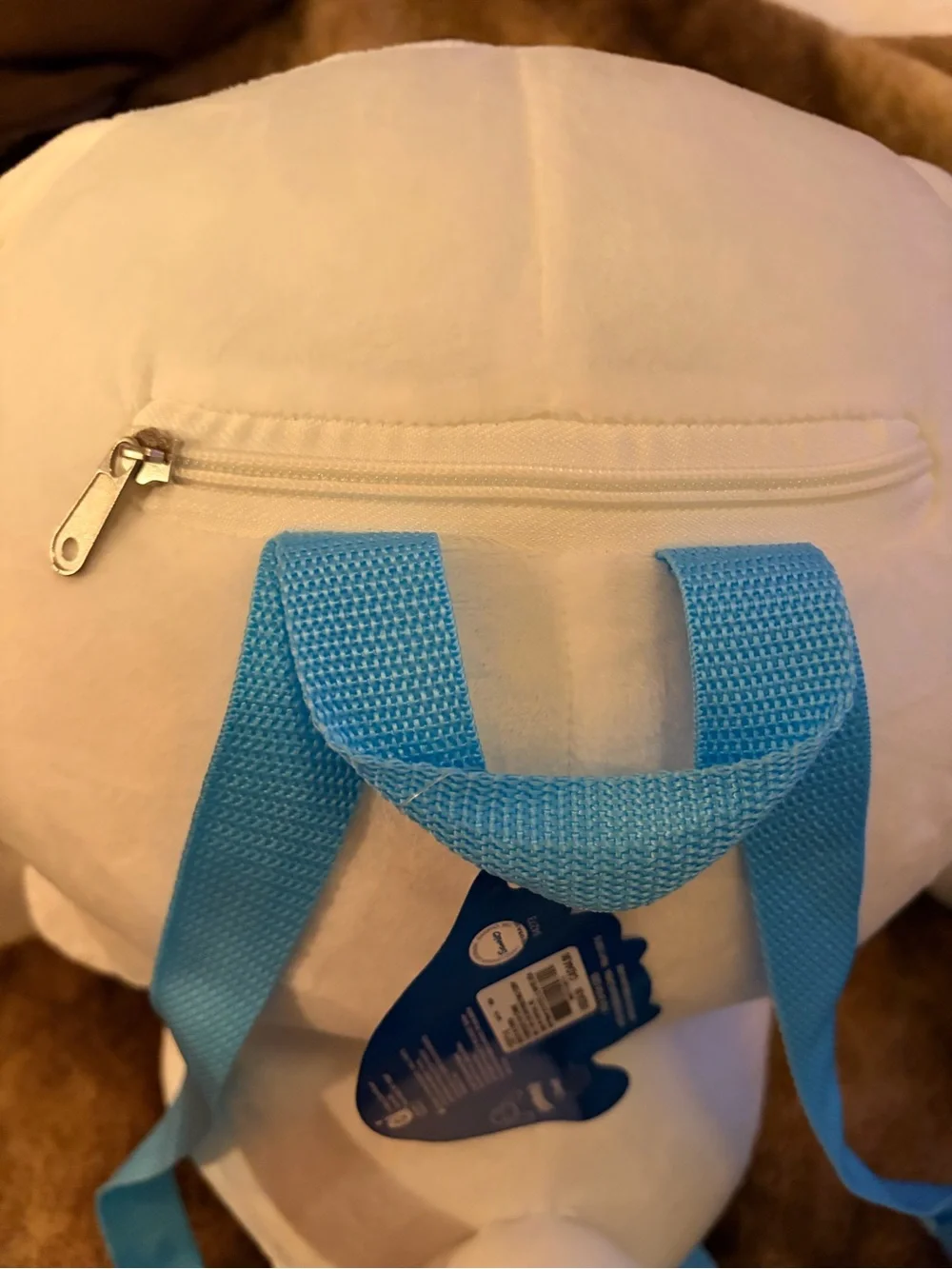 White Plush Cinnamoroll Backpack with Bright Blue Accents for Kids